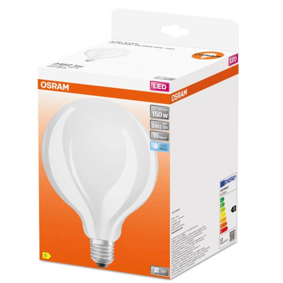 OSRAM LED izzó, 2452 lm,  nagy méretű, E27, 17 W, STAR CLASSIC GLOBE, 4000K, természetes fehér