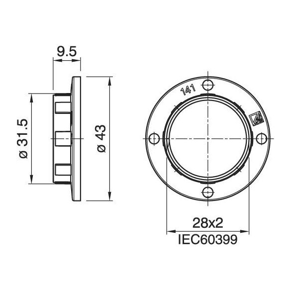 E-14 menetes rögzítőgyűrű csillárfoglalatokhoz, széles. (Fehér)