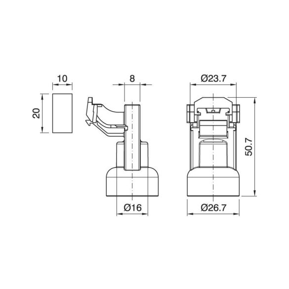E-14 Egyrészes foglalat műanyag bepattintós felfogatással (Arditi)