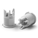 E-14 Foglalat sapka talpas, külső menetes rögzítéssel, beépített tehermentesítővel egyrészes foglalatokhoz. 