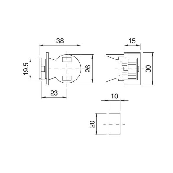 E-14 Foglalat sapka műanyag bepattintós felfogatással egyrészes foglalatokhoz. 