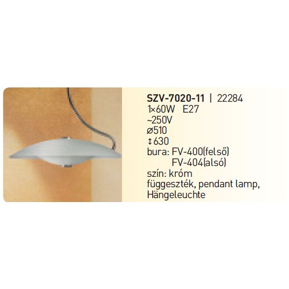 Szarvasi "Klub" függeszték felső üvegbúra FV-400