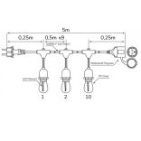 Kültéri Fényfüzér "LEDOM Garden garland" 5 méter TARTOZÉK 10 X 1W E27 LED