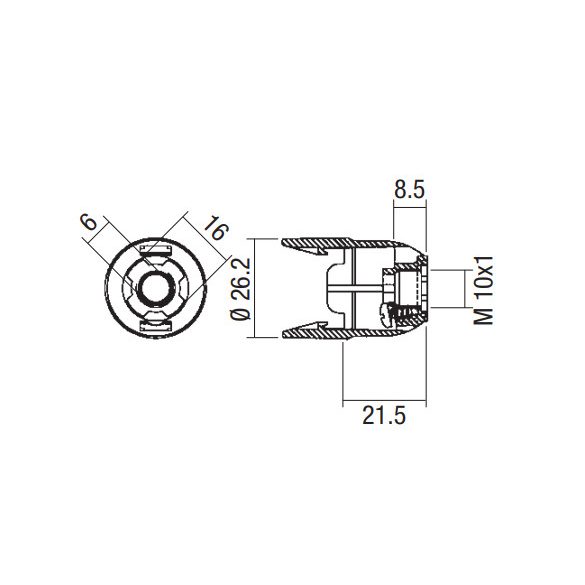 VLM E-14 Foglalat sapka műanyag M10x1mm felfogatással egyrészes foglalatokhoz. (Fehér)